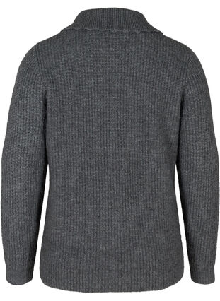 Melert strikkegenser med krave, Dark Grey Melange, Packshot image number 1