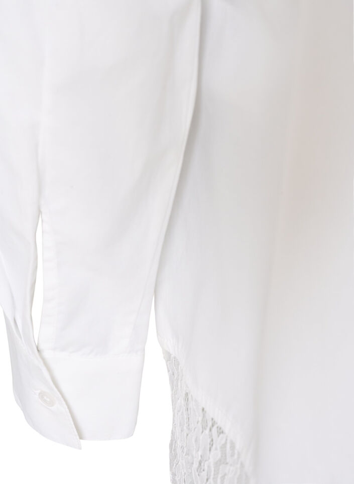 Loose skjorte med bred blondekant, Hvit, Packshot image number 3