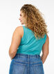 Ensfarget basic topp i bomull, Blå, Model image number 2
