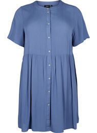 A-linjeformet kjole i viskose med korte ermer, Moonlight Blue