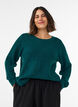 Strikkebluse med strukturert hullm&oslash;nster, Gr&oslash;nn, Model image number 0