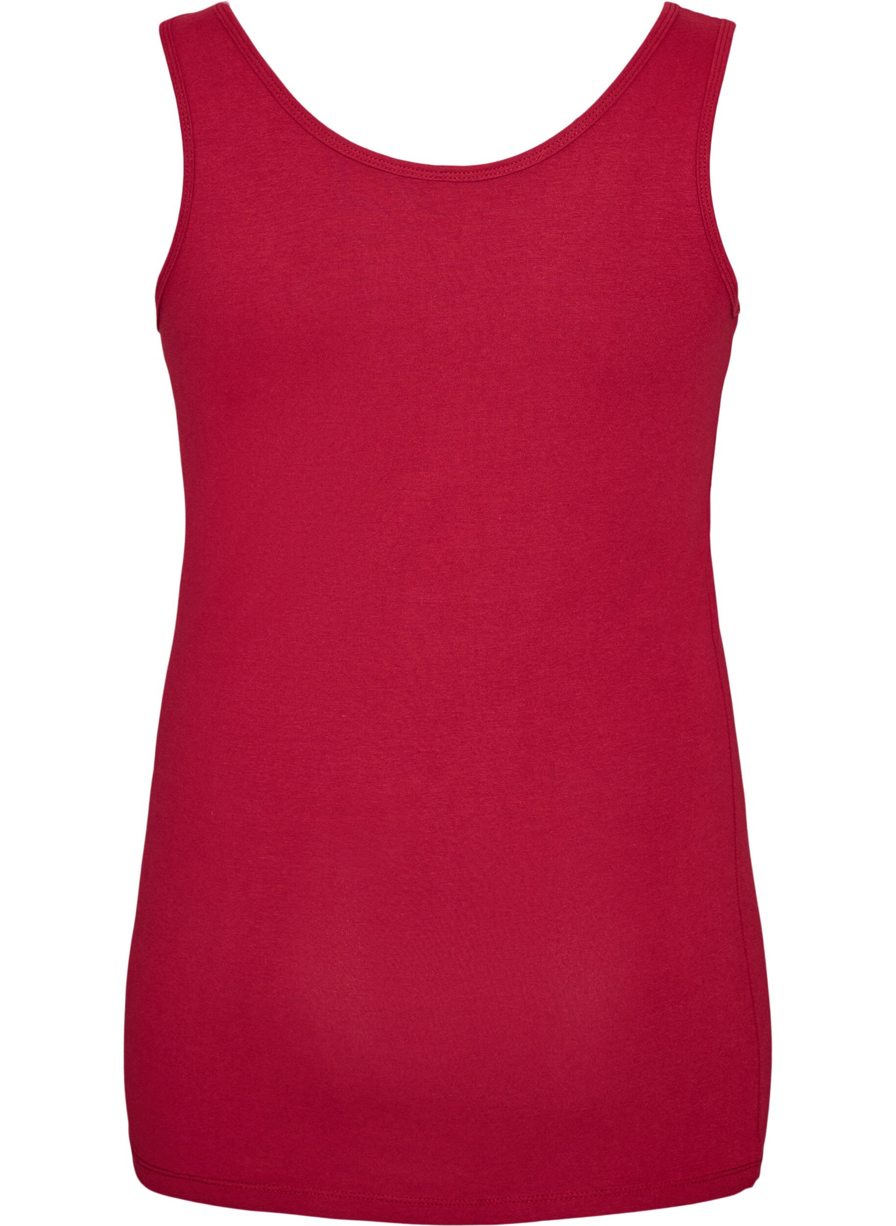 ZizziEnsfarget basic topp i bomull, R&oslash;d, Packshot image number 1
