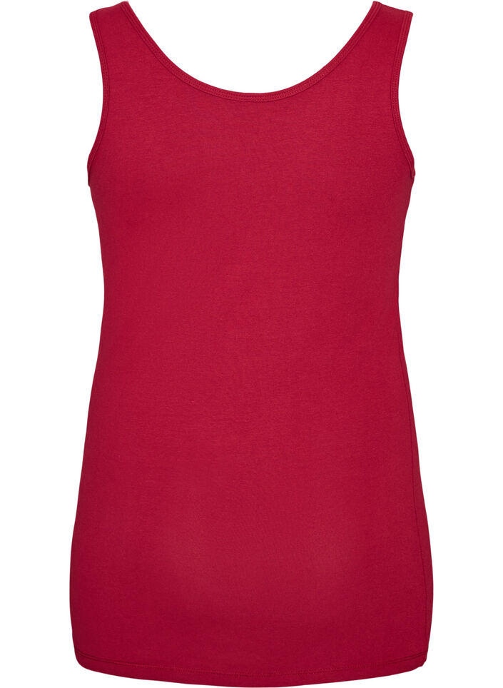 Ensfarget basic topp i bomull, R&oslash;d, Packshot image number 1
