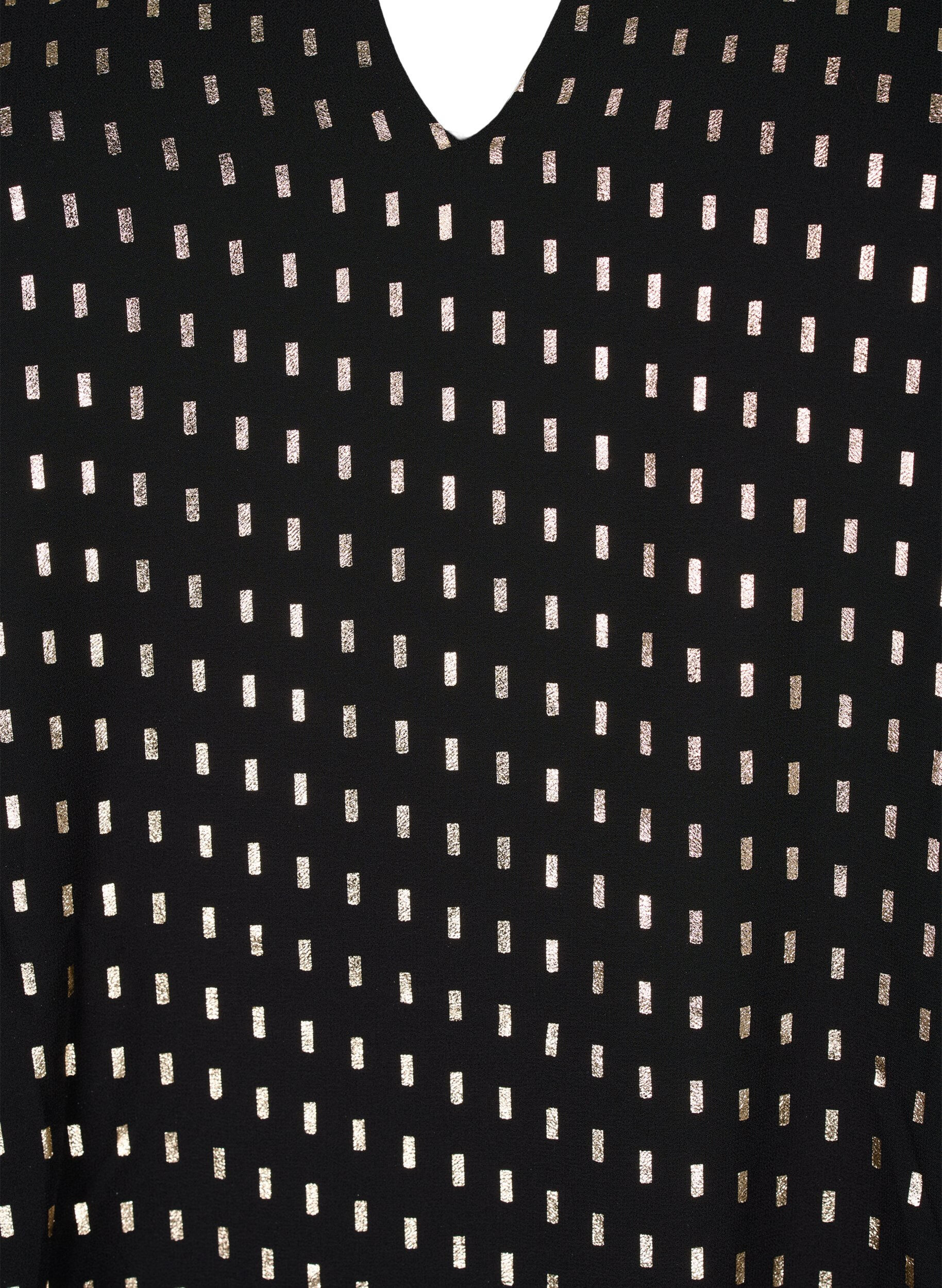Zizzi Langermet kjole med folietrykk, Black w. Gold, Packshot image number 2