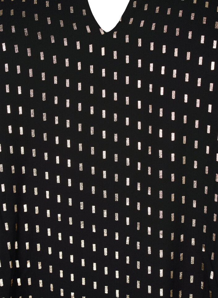 Langermet kjole med folietrykk, Black w. Gold, Packshot image number 2