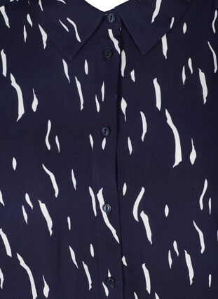 Mønstret viskoseskjorte med 3/4-ermer, Night Sky Rain, Packshot image number 2