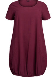Kortermet bomullskjole, M&oslash;rk Bordeaux