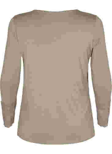 Langermet bluse i viskose med blondedetaljer, Laurel Oak, Packshot image number 1