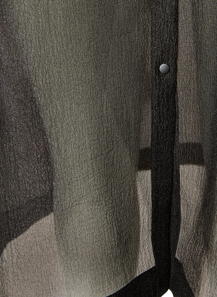 Organza kjole med brystlommer og puff ermer, Svart, Packshot image number 3