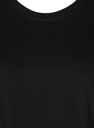 Lang kortermet T-skjorte i bomull, Black, Packshot image number 2