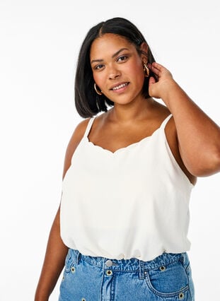 Zizzi Topp med bølgete fold, Egret, Model image number 0