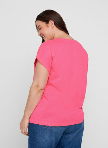 Neonfarget T-skjorte i bomull, Neon Pink, Model image number 1