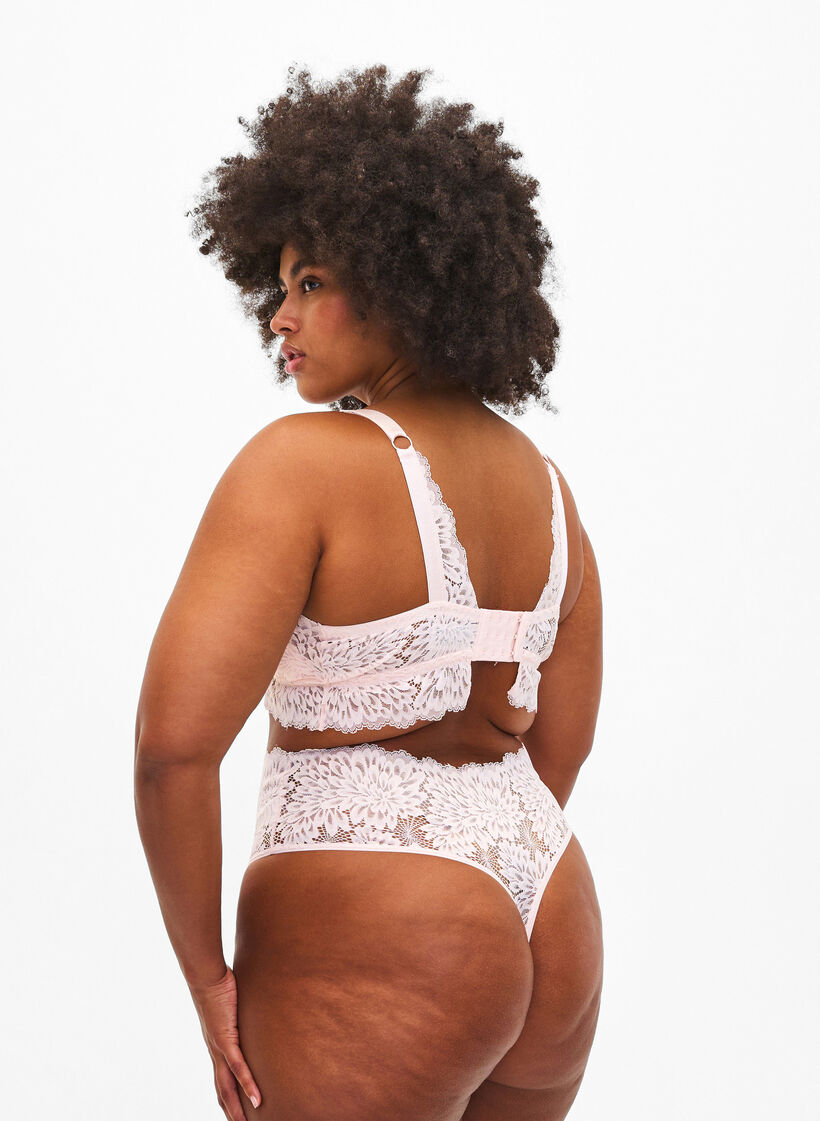 Bralette med snor og myk vattering, Peach Blush, Model image number 1