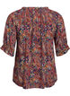 Viskosebluse med paisleym&oslash;nster og albuelange ermer, Bl&aring;, Packshot image number 1