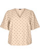 Bluse med løse ermer og v-hals, Beige, Packshot image number 0