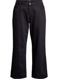 Jeans med vide ben og høy midje, Svart