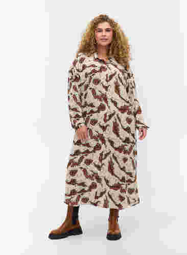 Mønstrete kjole med lange ermer og knapper, Camouflage AOP, Model image number 2