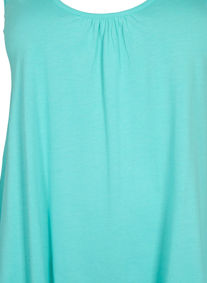 Topp med A-form og rund hals, Turquoise, Packshot image number 2