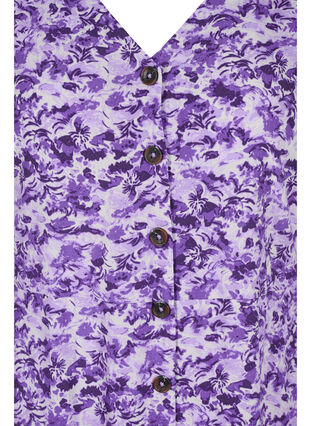Kjole med knapper og 3/4-ermer, Purple AOP, Packshot image number 2