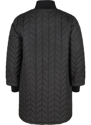 Lett jakke med quiltet mønster og lommer, Black, Packshot image number 1
