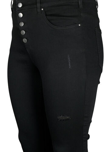 Amy-jeans med høy midje og knapper, Black, Packshot image number 2
