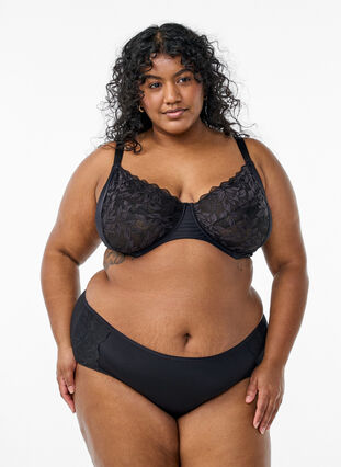 Zizzi Heldekkende BH med blonder, Black, Model image number 2