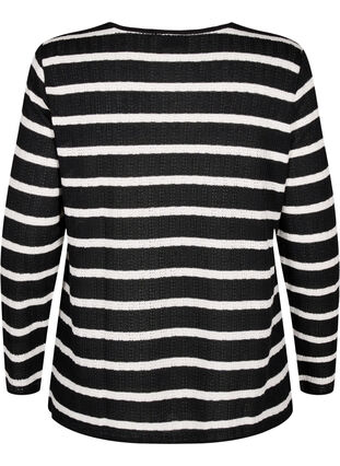 Zizzi Bluse med striper og lange ermer, Black Sand Stripe, Packshot image number 1