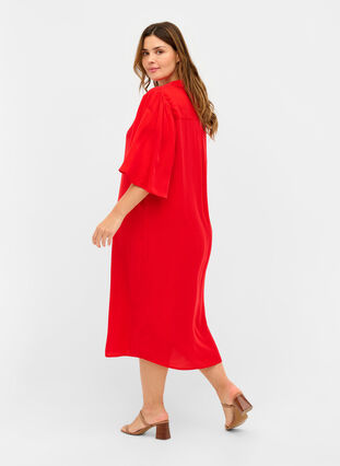Skjortekjole med 3/4-ermer, Fiery Red, Model image number 0