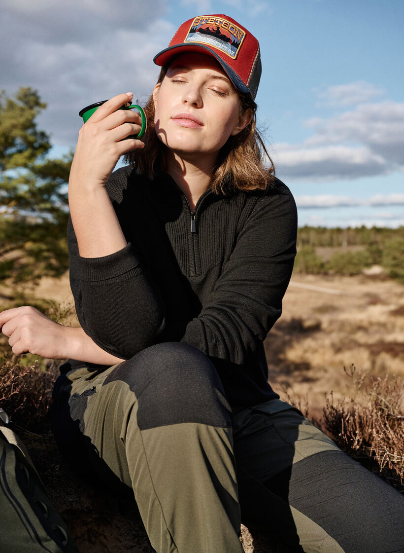 Genser i viskose med høy hals og glidelås, Black, Image image number 0