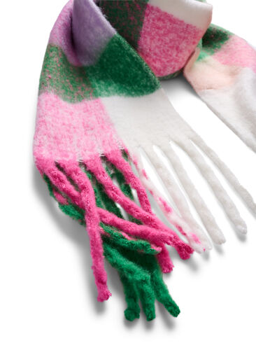 Rutete skjerf med frynser, Fuchsia Purple Comb, Packshot image number 1