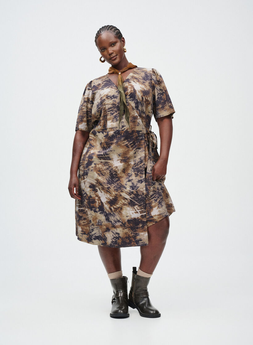 Trykt omslagskjole, Grønn, Image image number 0