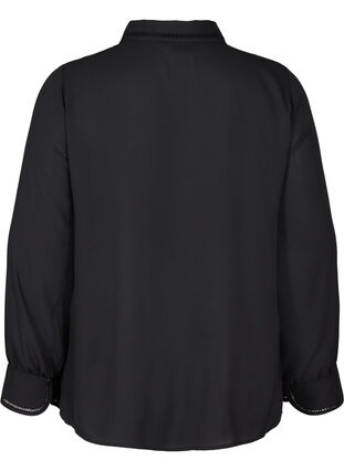 Langermet skjorte med feminine detaljer, Black, Packshot image number 1