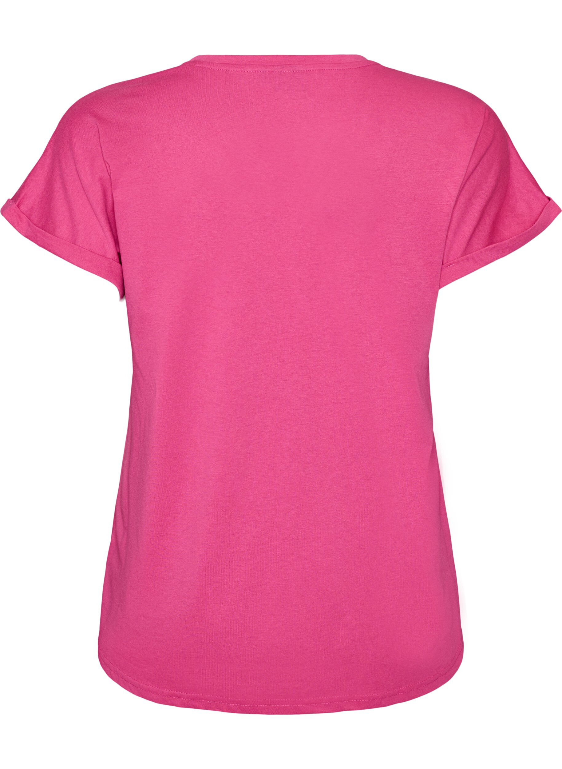ZizziKortermet T-skjorte i bomullsblanding, Rosa, Packshot image number 1
