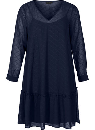 Langermet kjole med struktur, Mood Indigo, Packshot image number 0