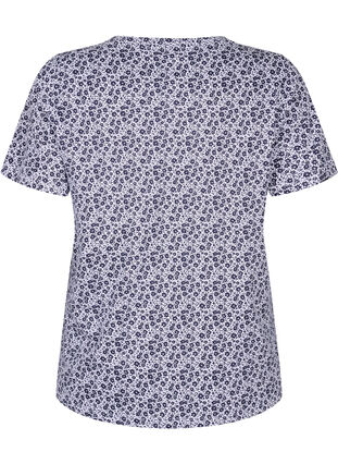 Blomstrete bomulls T-skjorte med V-hals, Night Sky AOP, Packshot image number 1