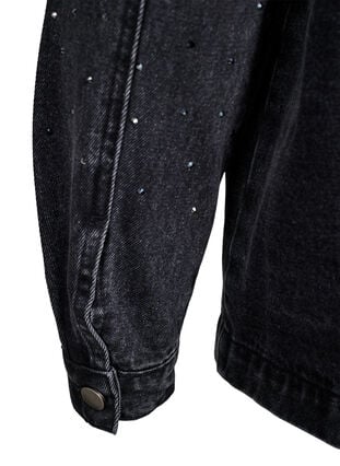 Zizzi Denimjakke med rhinesteiner og store frontlommer, Grey Denim, Packshot image number 4