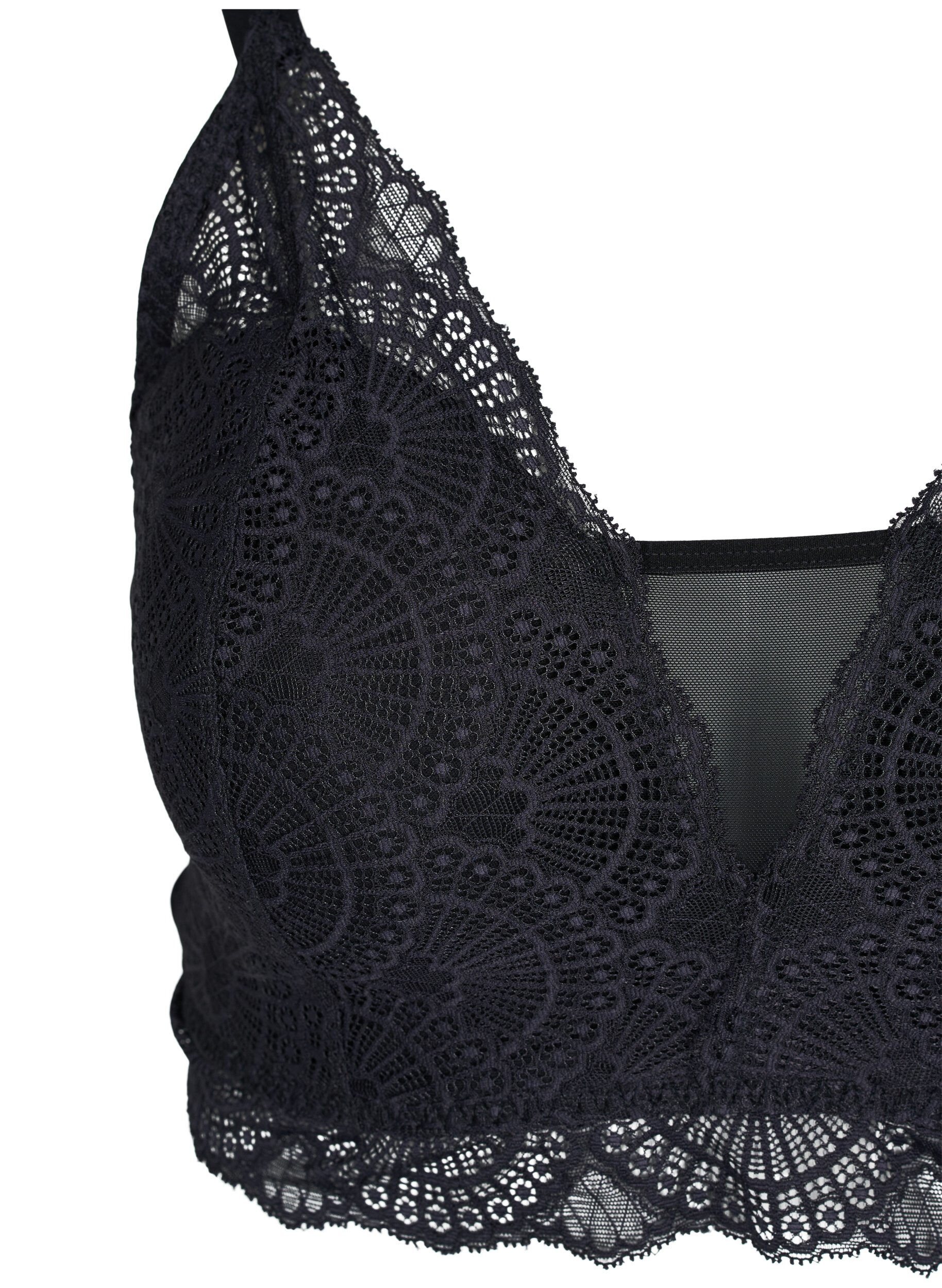 Zizzi Lett vattert blonde-BH med mesh, Black, Packshot image number 2