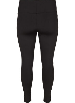 Ensfarget leggings med glidelås, Black, Packshot image number 1