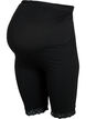 Sykkelshorts til gravide med blondekant, Black, Packshot image number 0