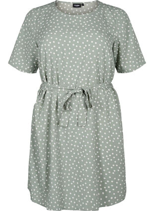 Zizzi FLASH - Kortermet kjole med belte, Iceberg Green Dot, Packshot image number 0