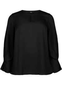 Ensfarget bluse med lange ermer