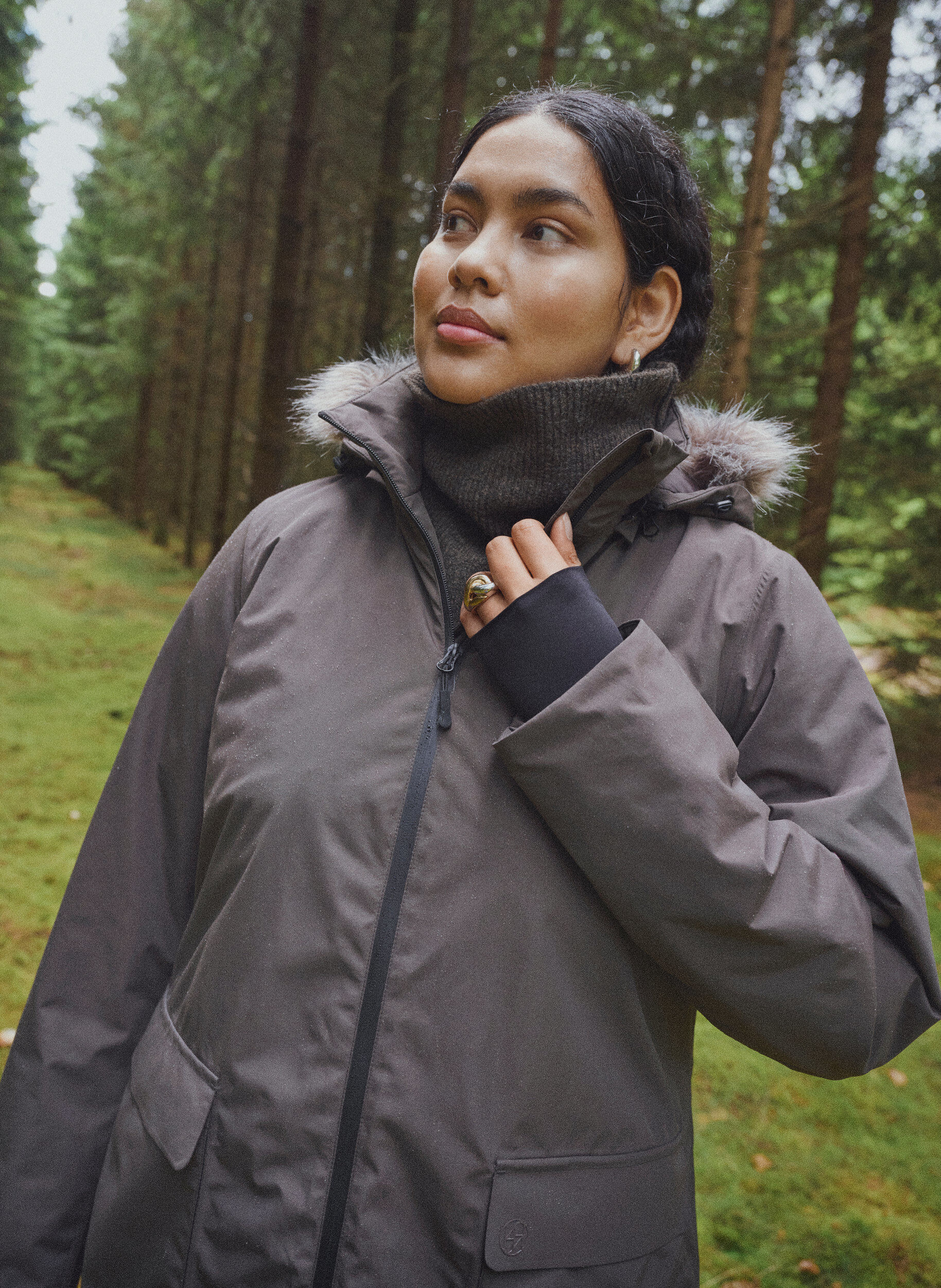 Vanntett parkas med hette