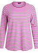 Stripete bluse med lange ermer, Lilla, Packshot image number 0