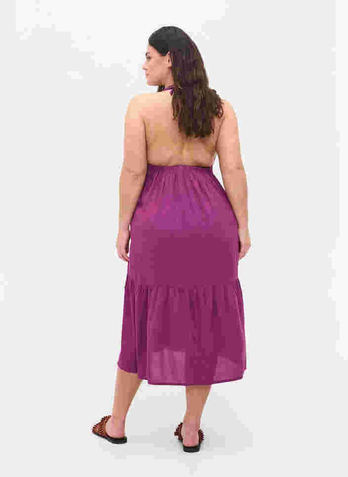 Lang strandkjole i viskose, Dark Purple, Model