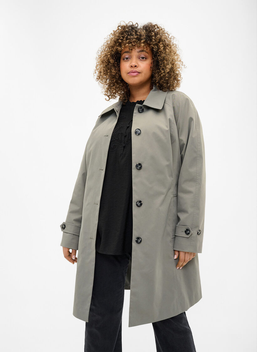 Trenchcoat med lommer og belte, Sea Spray, Model image number 2
