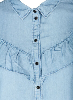 Denimskjorte i lyocell med volanger, Light blue denim ASS, Packshot image number 2