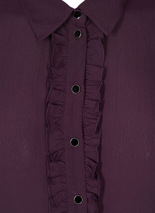 Viskoseskjorte med knappelukknig og volangdetaljer, Plum Perfect, Packshot image number 2