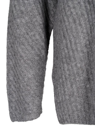 Strikket genser med splitt, Light Grey Melange, Packshot image number 3