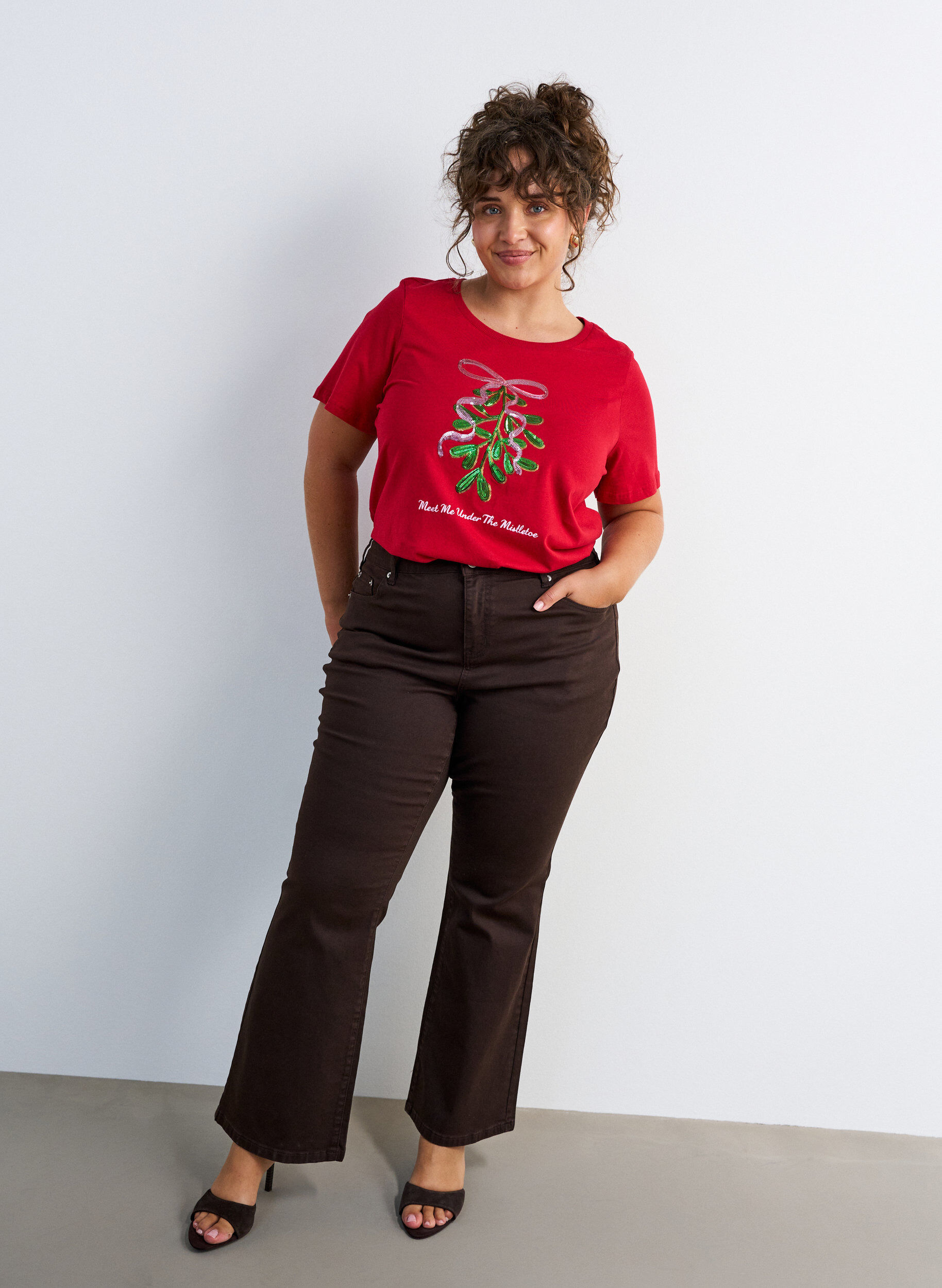 ZizziJule-T-skjorte i &oslash;kologisk bomull, R&oslash;d, Model image number 1