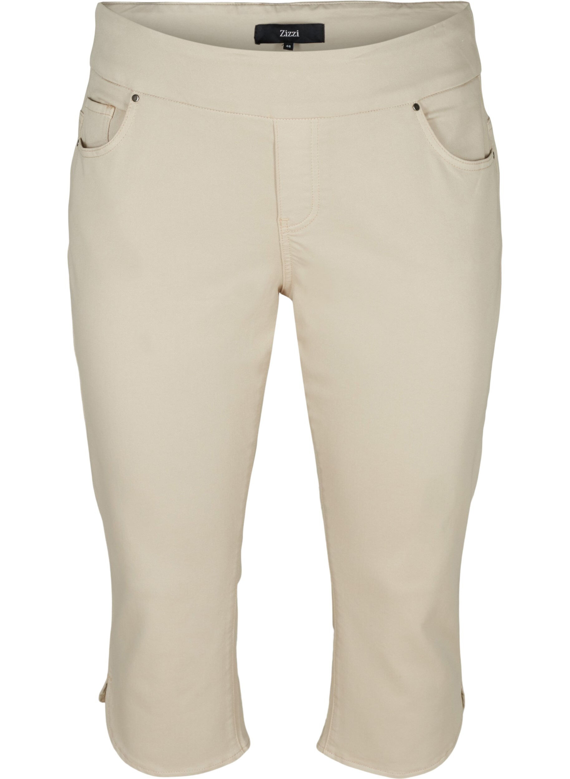 Zizzi Tettsittende capribukser i bomullsmiks, Rainy Day, Packshot image number 0